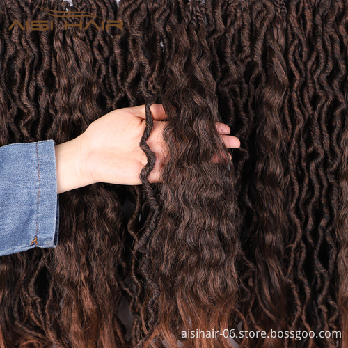 Aisi Hair 20 Inch Ombre Brown Faux Locs Crochet Braids Hair Faux Locks Synthetic Braids Hairpieces Extensions For Black Women
